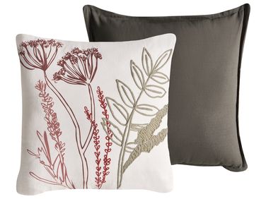 Set van 2 sierkussens AGLAIA Katoen 45 x 45 cm Wit bloempatroon