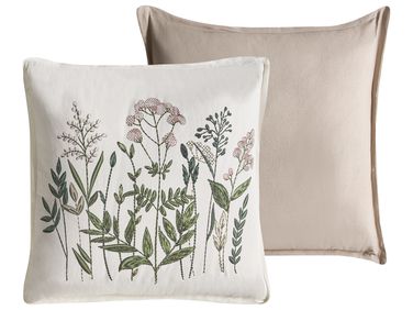 Set van 2 sierkussens FERNA Katoen 45 x 45 cm Wit/beige bloempatroon