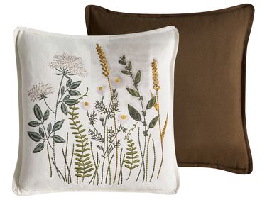 Set van 2 sierkussens KNEMA Katoen 45 x 45 cm Wit bloempatroon