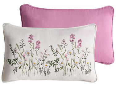 Set van 2 sierkussens MADHUCA Katoen 30 x 50 cm Wit bloempatroon