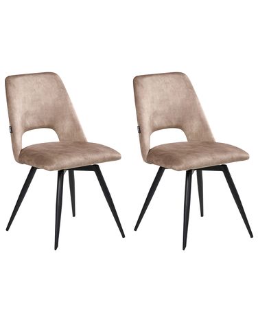 Set of 2 Dining Chairs Swivel HALLETT Velvet Beige
