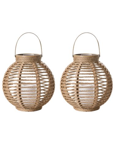 Set van 2 lantaarns op zonne-energie SEBU 30 cm Natuurlijk