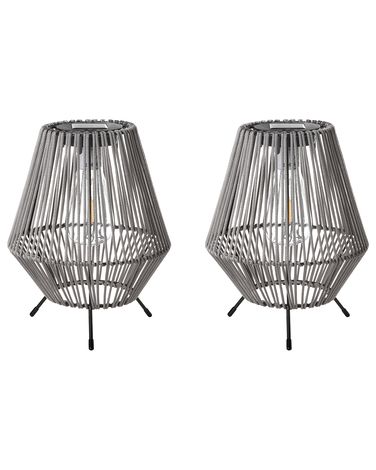 Set of 2 Solar Powered Lanterns VUNGU 27 cm Grey