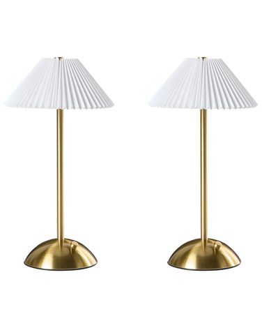 Set of 2 Wireless LED Table Lamp RUBA with Dimmer Metal Gold
