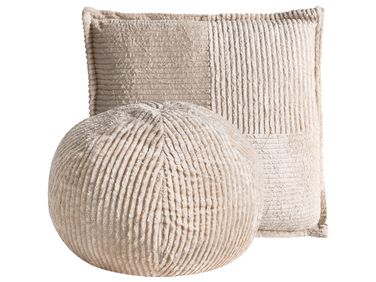 Set van 2 sierkussens MARANTA Corduroy 30 x 30 cm 45 x 45 cm Lichtbeige effen