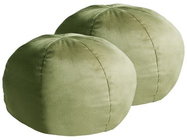 Set van 2 sierkussens SALVIA Fluweel 33 x 33 cm Olijfgroen effen