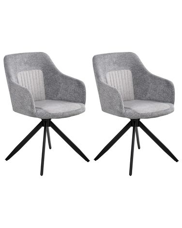 Set of 2 Dining Chairs Swivel LIKELY Fabric Grey