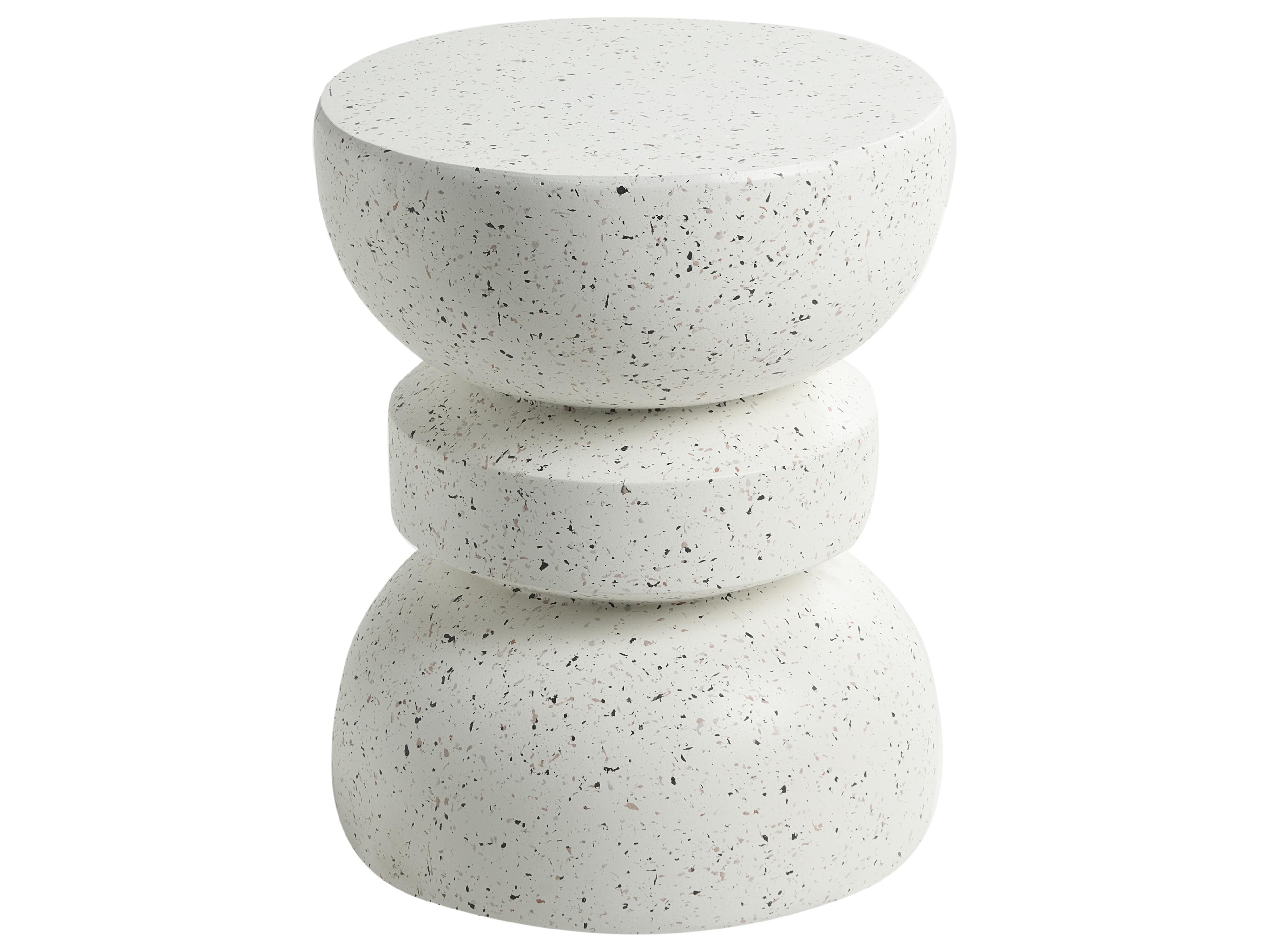 Table d'appoint FALIRO 37 cm 37 cm Effet terrasse Terrazzo blanc