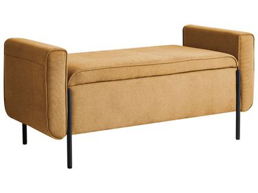 Upholstered Storage Bench LEWES Fabric Mustard
