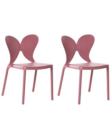 Set of 2 Garden Chairs LARISSA Stacking Pink