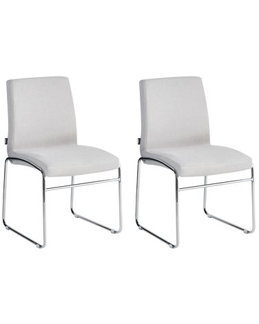 Set of 2 Dining Chairs LECCO Fabric Light Grey