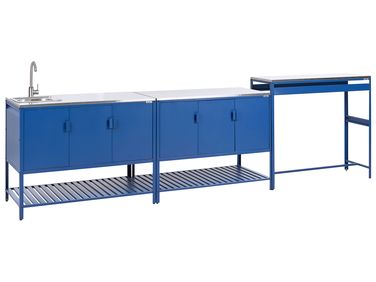 Tuin keukenset 3-delig met spoelbak MAENZA Metaal Blauw