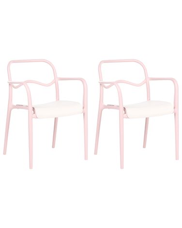 Set of 2 Garden Chairs THASOS Synthetic Material Pastel Pink