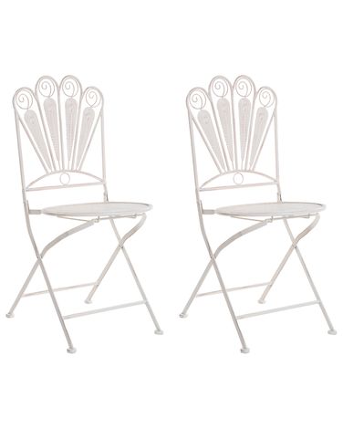 Set van 2 tuinstoelen PAVIA inklapbaar Metaal Gebroken wit
