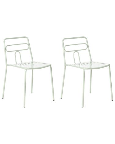 Set of 2 Garden Chairs AGEROLA Metal Light Green