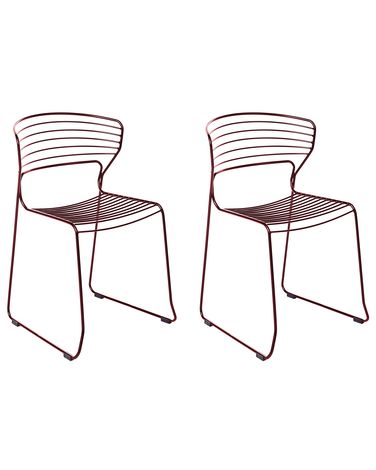 Set of 2 Garden Chairs PISTOIA Metal Red