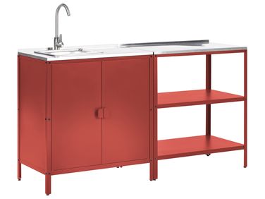 Tuin keukenset 2-delig met spoelbak VILAMA Metaal Rood