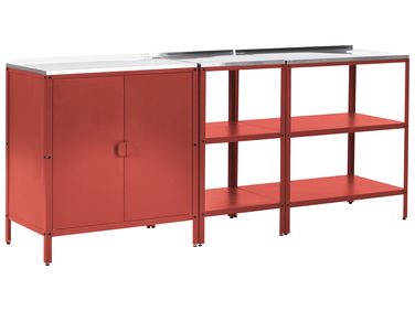 Tuin keukenset 3-delig VILAMA Metaal Rood