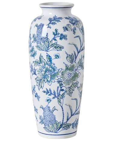 Vase à fleurs GUADIX Porcelaine 35 cm Blanc/bleu