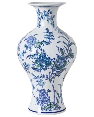 Vase à fleurs BERGA Porcelaine 36 cm Blanc/bleu
