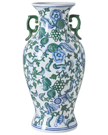 Vase à fleurs SEGOWIA Porcelaine 47 cm Blanc/bleu
