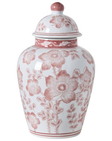 Vase avec couvercle MOGUER Porcelaine 36 cm Rouge/blanc