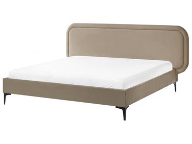 Bed Velvet SUZETTE 160 x 200 cm (EU King Size) Beige