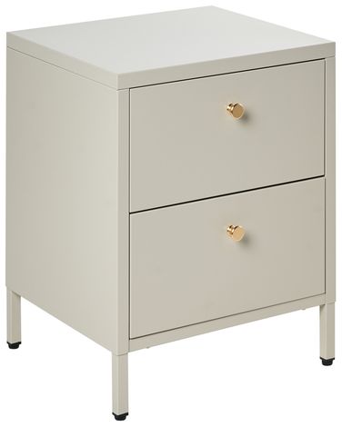 Table de nuit à 2 tiroirs KYLEA Métal Beige clair