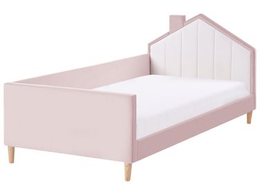 Kids Bed House Velvet KERVAN 90 x 200 cm (EU Single) Pink