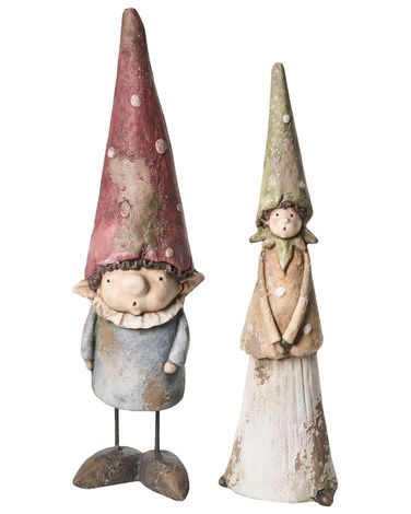 Set of 2 Garden Statues GREVA Gnome Multicolour