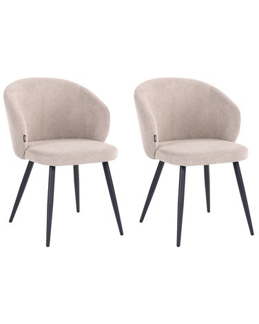 Set of 2 Dining Chairs MOUNDVILLE Fabric Taupe