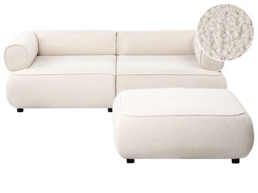 Sofa 3 Seater SALLA Boucle Off-White with Ottoman