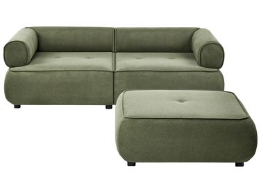 Sofa 3 Seater SALLA Fabric Green with Ottoman
