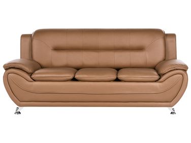 Sofa 3 Seater LEIRA Faux Leather Golden Brown