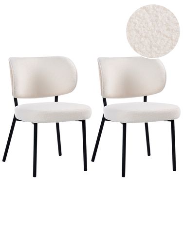 Set van 2 eetkamerstoelen WONDER Bouclé Gebroken wit