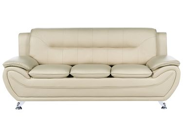 Sofa 3 Seater LEIRA Faux Leather Beige