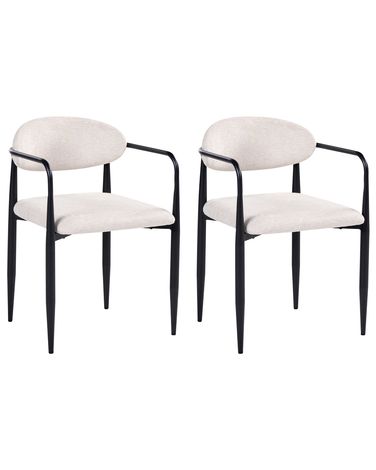 Set of 2 Dining Chairs TANEVIK Fabric Light Beige