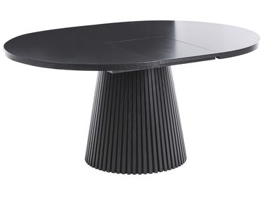 Eettafel uitschuifbaar MOORE Zwart essenfineer 120/160 cm 120 cm