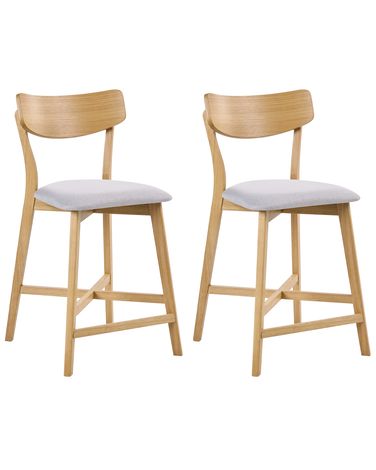 Set van 2 barstoelen HOLLY Hout Lichtbruin/grijs