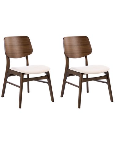 Set van 2 eetkamerstoelen MAYER Stof Gebroken wit/bruin