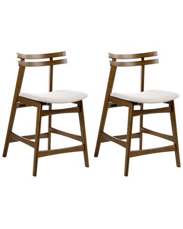 Set van 2 barstoelen CYNTHIANA Hout Bruin/lichtbeige