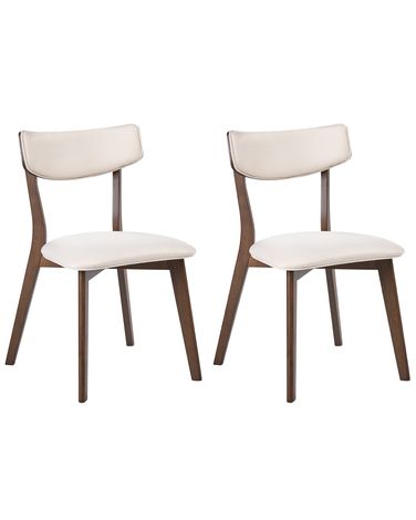 Set van 2 eetkamerstoelen YUMA Hout Gebroken wit/bruin