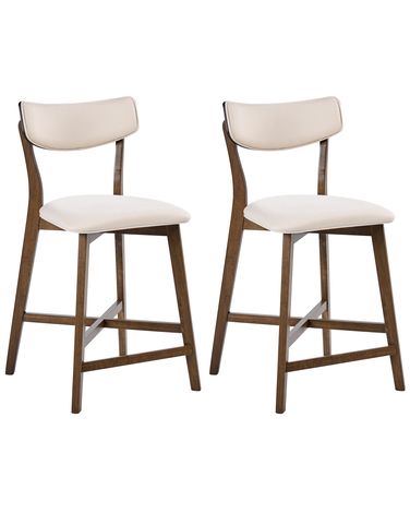 Set van 2 barstoelen YUMA Hout Gebroken wit/bruin