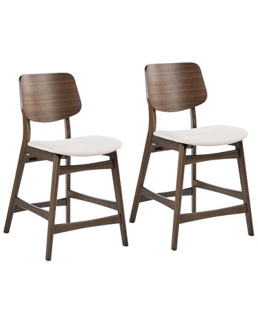 Set van 2 barstoelen MAYER Hout Gebroken wit/bruin