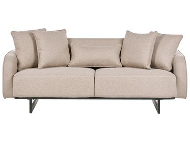 Sofa 3 Seater SVANEK Fabric Light Brown
