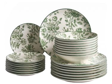 Set of 24 Dinnerware BASIL Porcelain Green