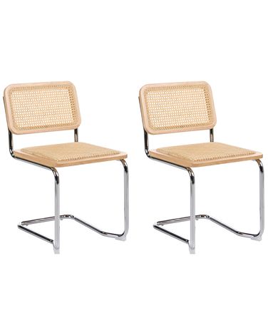 Set van 2 eetkamerstoelen CORDOVA Rotan Lichtbruin