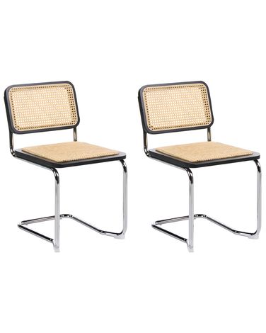 Set van 2 eetkamerstoelen CORDOVA Rotan Zwart