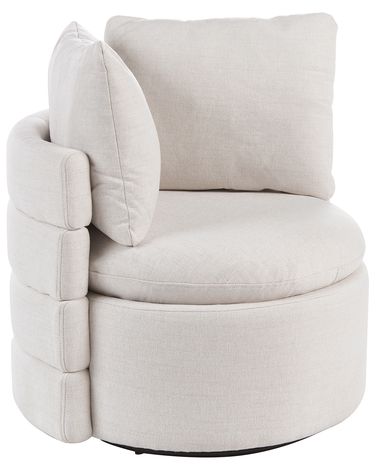 Swivel Armchair RANDERS with Storage Fabric Off-White