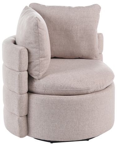 Swivel Armchair RANDERS with Storage Fabric Beige